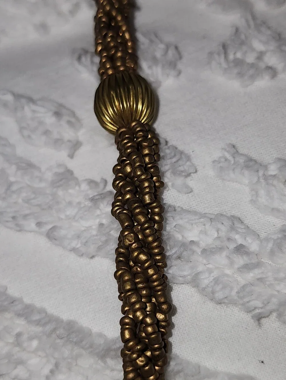Bougainvillea Brown Bag With Bronze Stitching, Beaded Handle & Embellishments